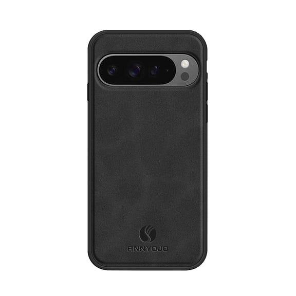 Feishell Support Wireless Charging Case for Google Pixel 9 / 9 Pro,Vintage Classic PU Leather Luxury Business Cover,Soft Non-Slip Grip Anti-Scratch Shockproof Case for Google Pixel 9 / 9 Pro,Black