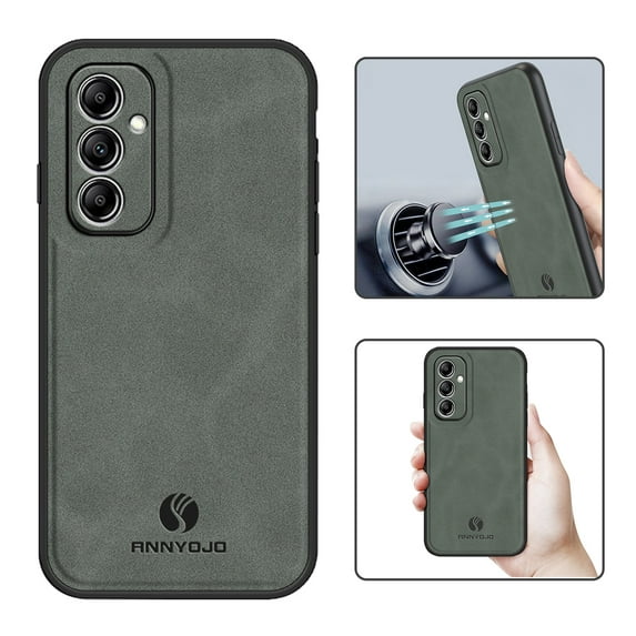 Feishell Support Wireless Charging Case for Samsung A25 5G,Vintage Classic PU Leather Luxury Business Cover,Soft Non-Slip Grip Anti-Scratch Shockproof Case for Samsung Galaxy A25 5G,Gray