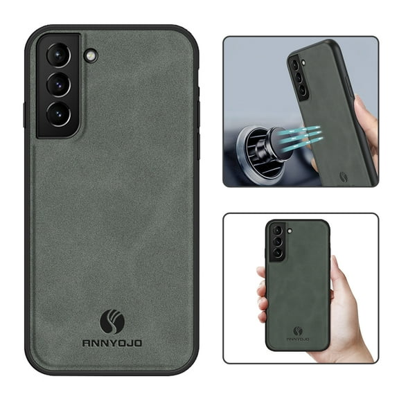 Feishell Support Wireless Charging Case for Samsung S21,Vintage Classic PU Leather Luxury Business Cover,Soft Non-Slip Grip Anti-Scratch Shockproof Case for Samsung Galaxy S21, Gray