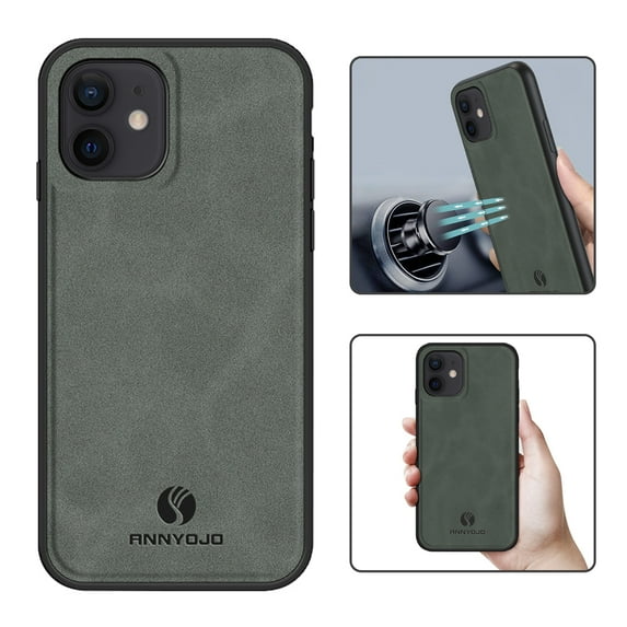 Feishell Support Wireless Charging Case for iPhone 12,Vintage Classic PU Leather Luxury Business Cover,Soft Non-Slip Grip Anti-Scratch Shockproof Case For iPhone 12, Gray