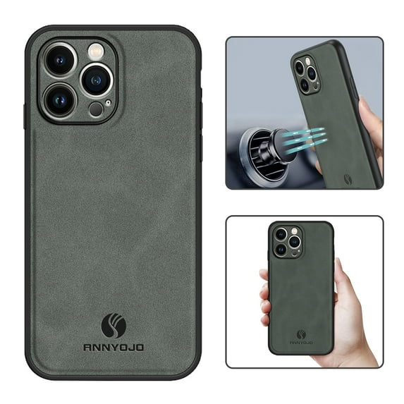 Feishell Support Wireless Charging Case for iPhone 13 Pro Max,Vintage Classic PU Leather Luxury Business Cover,Soft Non-Slip Grip Anti-Scratch Shockproof Case For iPhone 13 Pro Max, Gray