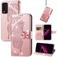 thumbnail image 1 of Feishell for T-Mobile REVVL V+ 5G Wallet Case for Women Girls,Bling Diamond Butterfly Embossed PU Leather Magnetic Clasp Flip Kickstand ID Credit Card Slots Phone Case with Wrist Strap,Rosegold, 1 of 9