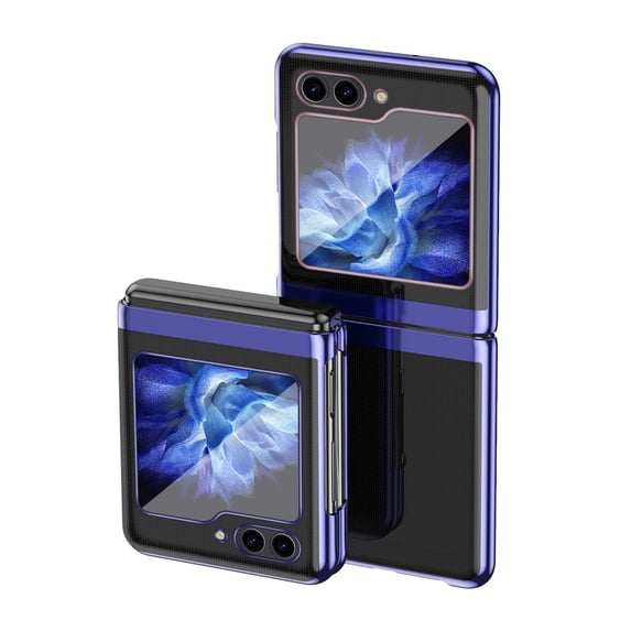 Feishell Ultra Thin Clear Case for Samsung Galaxy Z Flip5,for Women Men,Shockproof Luxury Electroplated Transparent Anti-yellowing Anti-Scratch Slim Phone Case Samsung Galaxy Z Flip5 2023,Royalblue