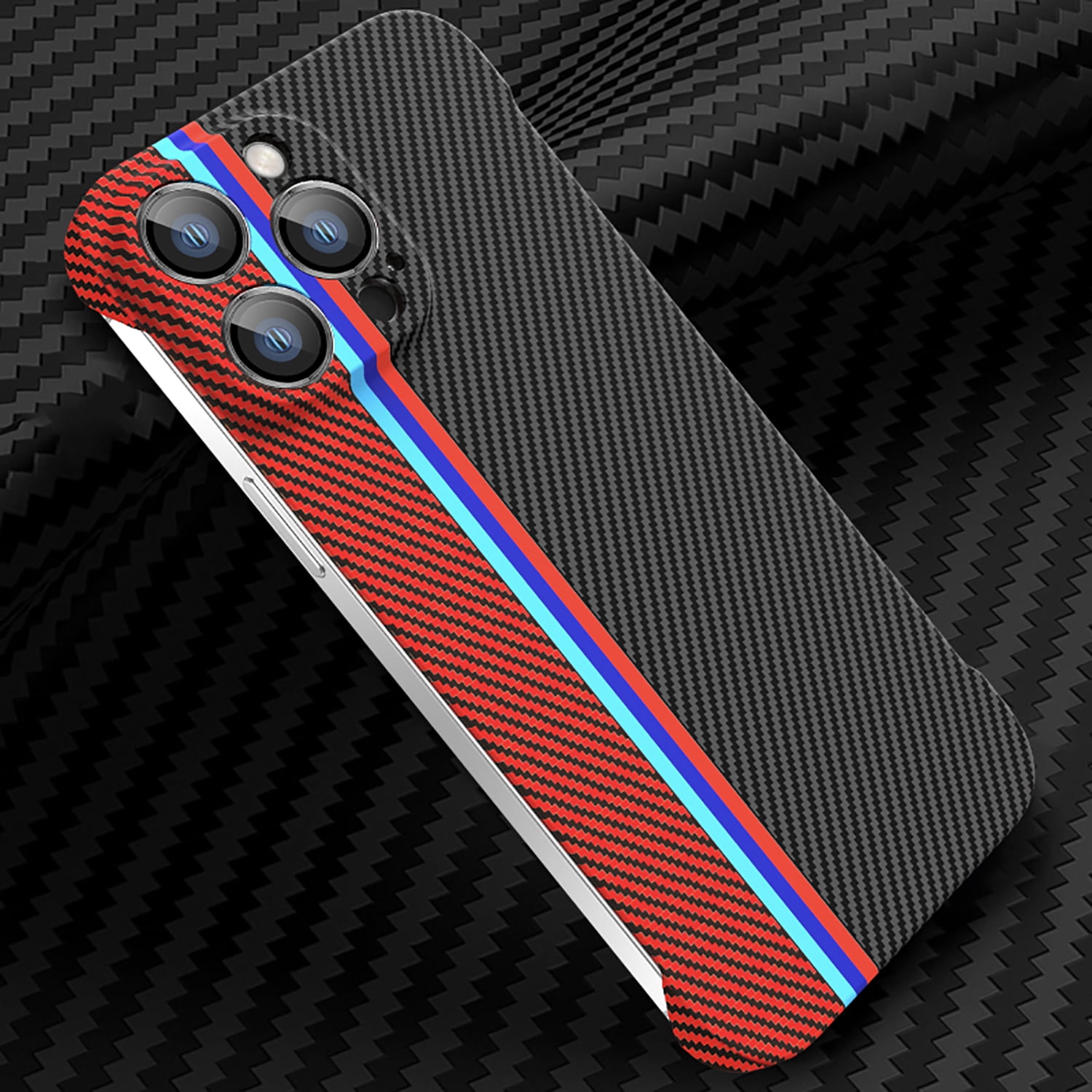 Feishell Ultra Thin Frameless Phone Case for iPhone 15 Pro with Camera Lens  Protector,Shockproof Fashion Carbon Fiber Pattern Lightweight Scratch  Resistant Anti-Fingerprint Slim Phone Case,F 