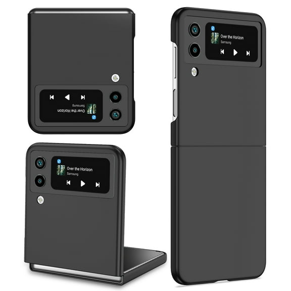 Feishell Ultra Thin Phone Case for Samsung Galaxy Z Flip4 2022,Shockproof Slim Fit Hard PC Hollow Button Comfortable Hand Grip Anti-Scratch Lightweight Durable Phone Case for Women Men,Black