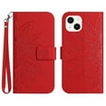 thumbnail image 1 of Feishell Wallet Case for Apple iPhone 14 Plus 6.7 inch,for Men Women,Sunflower Embossed Pattern PU Leather Flip Cover Magnetic Closure Folio Card Slots Kickstand Phone Case with Hand Strap,Red, 1 of 10