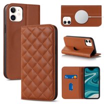 Feishell Wallet Case Designed for iPhone 12 mini (5.4 inch),Compatible with MagSafe Charger,Stylish PU Leather Magnetic Closure Folio RFID Blocking Protection Card Slots Flip Kickstand Phone CaseBrown