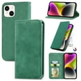 thumbnail image 1 of Feishell Wallet Case For iPhone 13, Magnetic Folio Card Slots Holder Kickstand Premium PU Leather TPU Shockproof Interior Protective Case [RFID Blocking] For iPhone 13, Green, 1 of 10