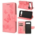 thumbnail image 1 of Feishell Wallet Case for Google Pixel 6 Pro,Retro PU Leather Butterfly Embossed Pattern Full Protection Anti-Scratch Shockproof Magnetic Clasp Flip Holder Card Slots & Cash Pocket Phone Cover,Pink, 1 of 6