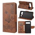 thumbnail image 1 of Feishell Wallet Case for Google Pixel 6a,Retro PU Leather Butterfly Embossed Pattern Full Protection Anti-Scratch Shockproof Magnetic Clasp Flip Holder Card Slots & Cash Pocket Phone Cover,Brown, 1 of 6