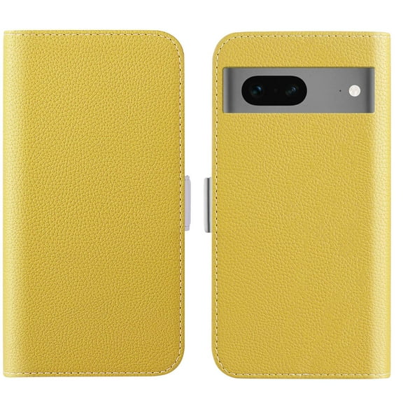 Feishell Wallet Case for Google Pixel 7,Lychee Texture PU Leather Candy Color Shockproof Protective Magnetic Flip Holder Anti-Scratch Phone Cover with ID Credit Card Slots & Cash Pocket,Yellow