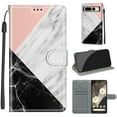 thumbnail image 1 of Feishell Wallet Case for Google Pixel 7 Pro 6.7 inch,Shockproof Stylish Pattern PU Leather Magnetic Clasp Folio Flip Holder Card Slots Slim Phone Cover with Wrist Strap,Pink White Black Marble, 1 of 7