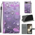 thumbnail image 1 of Feishell Wallet Case for Google Pixel 7 Pro 6.7 inch,Shockproof Stylish Pattern PU Leather Magnetic Clasp Folio Flip Holder Card Slots Slim Phone Cover with Wrist Strap,Water Drop Flower, 1 of 7