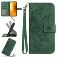 thumbnail image 1 of Feishell Wallet Case for Google Pixel 7 Pro 6.7 inch,for Men Women,Sunflower Embossed Pattern PU Leather Flip Cover Magnetic Closure Folio Card Slots Kickstand Phone Case with Hand Strap,Green, 1 of 10