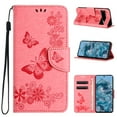 thumbnail image 1 of Feishell Wallet Case for Google Pixel 8 Pro,Retro PU Leather Butterfly Embossed Pattern Full Protection Anti-Scratch Magnetic Clasp Flip Holder Card Slots & Cash Pocket Phone Cover,Pink, 1 of 9