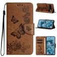 thumbnail image 1 of Feishell Wallet Case for Google Pixel 9 / 9 Pro,Retro PU Leather Butterfly Embossed Pattern Full Protection Anti-Scratch Magnetic Clasp Flip Holder Card Slots & Cash Pocket Phone Cover,Brown, 1 of 9