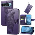 thumbnail image 1 of Feishell Wallet Case for Google Pixel 9 Pro XL,Butterfly & Flower Embossed PU Leather TPU Inner Shell Magnetic Flip Stand Card Slots Shockproof Protective Phone Cover,Purple, 1 of 9