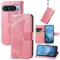 thumbnail image 1 of Feishell Wallet Case for Google Pixel 9 Pro XL,Butterfly & Flower Embossed PU Leather TPU Inner Shell Magnetic Flip Stand Card Slots Shockproof Protective Phone Cover,Pink, 1 of 9
