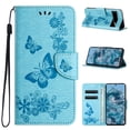 thumbnail image 1 of Feishell Wallet Case for Google Pixel 9 Pro XL,Retro PU Leather Butterfly Embossed Pattern Full Protection Anti-Scratch Magnetic Clasp Flip Holder Card Slots & Cash Pocket Phone Cover,Blue, 1 of 9