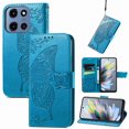 thumbnail image 1 of Feishell Wallet Case for Moto G Power (2025) with Hand Strap,Butterfly & Flower Embossed PU Leather TPU Inner Shell Magnetic Flip Stand Card Slots Shockproof Protective Phone Cover,Blue, 1 of 12