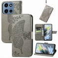 thumbnail image 1 of Feishell Wallet Case for Moto G Stylus 5G (2025) with Hand Strap,Butterfly & Flower Embossed PU Leather TPU Inner Shell Magnetic Flip Stand Card Slots Shockproof Protective Phone Cover,Gray, 1 of 11