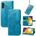 thumbnail image 1 of Feishell Wallet Case for Samsung Galaxy A13 5G 6.5 inch,Butterfly & Flower Embossed PU Leather TPU Inner Shell Magnetic Flip Stand Card Slots Shockproof Protective Phone Cover ,Blue, 1 of 7