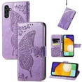 thumbnail image 1 of Feishell Wallet Case for Samsung Galaxy A14 5G 6.6 inch,Butterfly & Flower Embossed PU Leather TPU Inner Shell Magnetic Flip Stand Card Slots Shockproof Protective Phone Cover,Lightpurple, 1 of 7