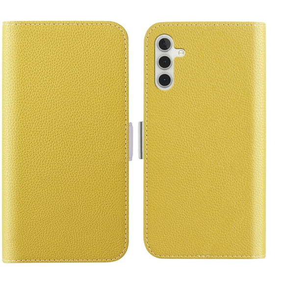 Feishell Wallet Case for Samsung Galaxy A14 5G,Lychee Texture PU Leather Candy Color Shockproof Protective Magnetic Flip Holder Anti-Scratch Phone Cover with Credit Card Slots & Cash Pocket,Yellow