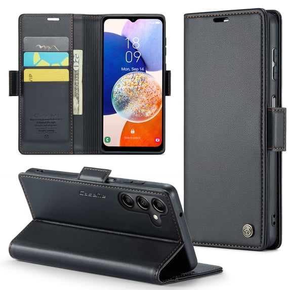 Feishell Wallet Case for Samsung Galaxy A34 5G, RFID Blocking Magnetic Clasp Shockproof Cover, Premium PU Leather Flip Case with Credit Card Slots Holder Kickstand for Galaxy A34 5G, Black