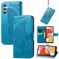 thumbnail image 1 of Feishell Wallet Case for Samsung Galaxy A36 5G,Butterfly & Flower Embossed PU Leather TPU Inner Shell Magnetic Flip Stand Card Slots Shockproof Protective Phone Cover,Blue, 1 of 6
