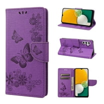 Feishell Wallet Case for Samsung Galaxy A54 5G,Retro PU Leather Butterfly Embossed Pattern Full Protection Anti-Scratch Magnetic Clasp Flip Holder Card Slots & Cash Pocket Phone Cover,Purple