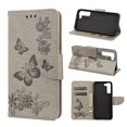 thumbnail image 1 of Feishell Wallet Case for Samsung Galaxy S22 5G,Retro PU Leather Butterfly Embossed Pattern Full Protection Anti-Scratch Magnetic Clasp Flip Holder Card Slots & Cash Pocket Phone Cover,Gray, 1 of 6
