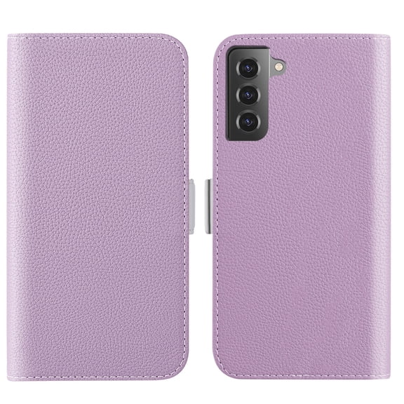 Feishell Wallet Case for Samsung Galaxy S22,Lychee Texture PU Leather Candy Color Shockproof Protective Magnetic Flip Holder Anti-Scratch Phone Cover with Credit Card Slots & Cash Pocket,Purple