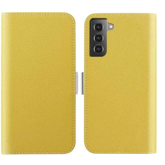 Feishell Wallet Case for Samsung Galaxy S22 Plus,Lychee Texture PU Leather Candy Color Shockproof Protective Magnetic Flip Holder Anti-Scratch Phone Cover with Credit Card Slots & Cash Pocket,Yellow