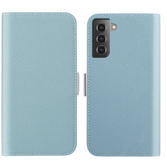 Feishell Wallet Case for Samsung Galaxy S22 Plus,Lychee Texture PU Leather Candy Color Shockproof Protective Magnetic Flip Holder Anti-Scratch Phone Cover with Credit Card Slots & Cash Pocket,Blue