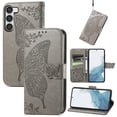 thumbnail image 1 of Feishell Wallet Case for Samsung Galaxy S23 6.1 inch,Butterfly & Flower Embossed PU Leather TPU Inner Shell Magnetic Flip Stand Card Slots Shockproof Protective Phone Cover,Gray, 1 of 6
