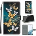thumbnail image 1 of Feishell Wallet Case for Samsung Galaxy S23 6.1 inch,Shockproof Stylish Pattern PU Leather Magnetic Clasp Folio Flip Holder Card Slots Slim Phone Cover with Wrist Strap,Gold&Silver Butterfly, 1 of 9