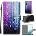 thumbnail image 1 of Feishell Wallet Case for Samsung Galaxy S23 6.1 inch,Shockproof Stylish Pattern PU Leather Magnetic Clasp Folio Flip Holder Card Slots Slim Phone Cover with Wrist Strap,Purple Blue Water Droplets, 1 of 9