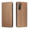 thumbnail image 1 of Feishell Wallet Case for Samsung Galaxy S23 Plus,for Women Men,Carbon Fibre Pattern Durable PU Leather Magnetic Closure Folio Flip Holder Card Slots Shockproof Phone Case,Brown, 1 of 8