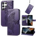 thumbnail image 1 of Feishell Wallet Case for Samsung Galaxy S23 Ultra 6.8 inch,Butterfly & Flower Embossed PU Leather TPU Inner Shell Magnetic Flip Stand Card Slots Shockproof Protective Phone Cover,Purple, 1 of 6