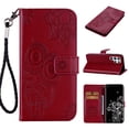 thumbnail image 1 of Feishell Wallet Case for Samsung Galaxy S23 Ultra (6.8 inch),Owl Embossed Pattern Premium PU Leather with Card Holder Magnetic Clasp Flip Holder Phone Case Cover,Winered, 1 of 7