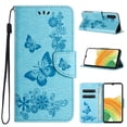 thumbnail image 1 of Feishell Wallet Case for Samsung Galaxy S24,Retro PU Leather Butterfly Embossed Pattern Full Protection Anti-Scratch Magnetic Clasp Flip Holder Card Slots & Cash Pocket Phone Cover,Blue, 1 of 9