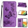 thumbnail image 1 of Feishell Wallet Case for Samsung Galaxy S24,Retro PU Leather Butterfly Embossed Pattern Full Protection Anti-Scratch Magnetic Clasp Flip Holder Card Slots & Cash Pocket Phone Cover,Purple, 1 of 9