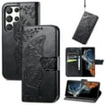 thumbnail image 1 of Feishell Wallet Case for Samsung Galaxy S24 Ultra 6.8 inch,Butterfly & Flower Embossed PU Leather TPU Inner Shell Magnetic Flip Stand Card Slots Shockproof Protective Phone Cover,Black, 1 of 7