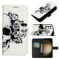 thumbnail image 1 of Feishell Wallet Case for Samsung Galaxy S24 Ultra,Shockproof Colorful Painted Pattern PU Leather Magnetic Clasp Flip Kickstand ID Credit Card Slots Slim Fit Phone Case Cover,Skull, 1 of 6