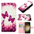 thumbnail image 1 of Feishell Wallet Case for Samsung Galaxy S24 Ultra,Shockproof Colorful Painted Pattern PU Leather Magnetic Clasp Flip Kickstand ID Credit Card Slots Slim Fit Phone Case Cover,Rose Butterfly, 1 of 6
