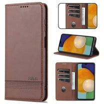 Feishell Wallet Case for Samsung Galaxy S25 Edge,Premium PU Leather Magnetic Closure Folio RFID Blocking Credit Card Slots & Cash Pocket Shockproof Flip Kickstand Phone Case,Brown