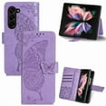 thumbnail image 1 of Feishell Wallet Case for Samsung Galaxy Z Fold 6 2024,Butterfly & Flower Embossed PU Leather PC Inner Shell Magnetic Flip Stand Card Slots Shockproof Protective Phone Cover,Light Purple, 1 of 16