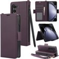 thumbnail image 1 of Feishell Wallet Case for Samsung Galaxy Z Fold 6, Premium PU Leather Magnetic Closure Flip Kickstand Folio Case with RFID Blocking Credit Card Slots Shockproof Phone Cover with Wrist Strap,Darkpurple, 1 of 9