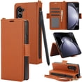 thumbnail image 1 of Feishell Wallet Case for Samsung Galaxy Z Fold 6, Premium PU Leather Magnetic Closure Flip Kickstand Folio Case with RFID Blocking Credit Card Slots Shockproof Phone Cover with Wrist Strap,Brown, 1 of 9